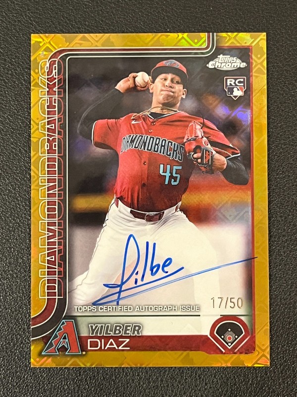 Yilber Diaz 2025 Topps Chrome Logofractor Rookie Auto Gold Refractor /50