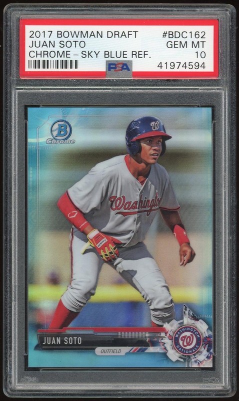 2017 Bowman Chrome Draft Sky Blue Refractor #BDC162 Juan Soto #/399 PSA 10 *4594