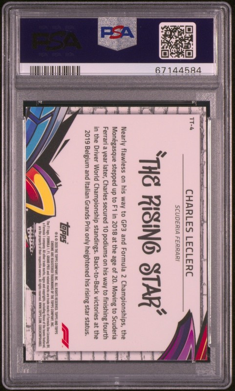 2020 Topps Chrome F1 Track Tags Charles Leclerc #4 Refractor PSA 8 view 2