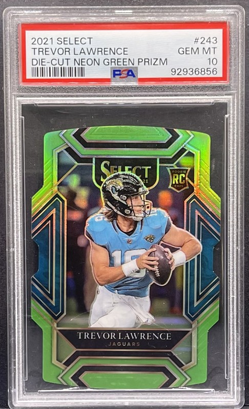 2021 Panini Select Trevor Lawrence Rookie RC Neon Green Die-Cut /349 PSA 10 GEM 
