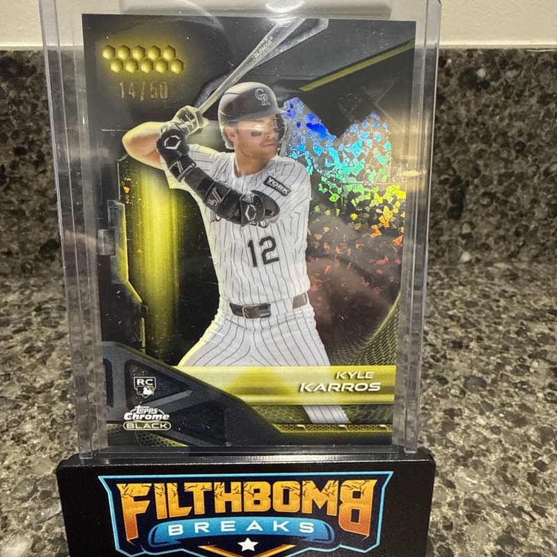 2026 TOPPS CHROME BLACK - KYLE KARROS - GOLD MINI DIAMOND /50 - AUTO / RC