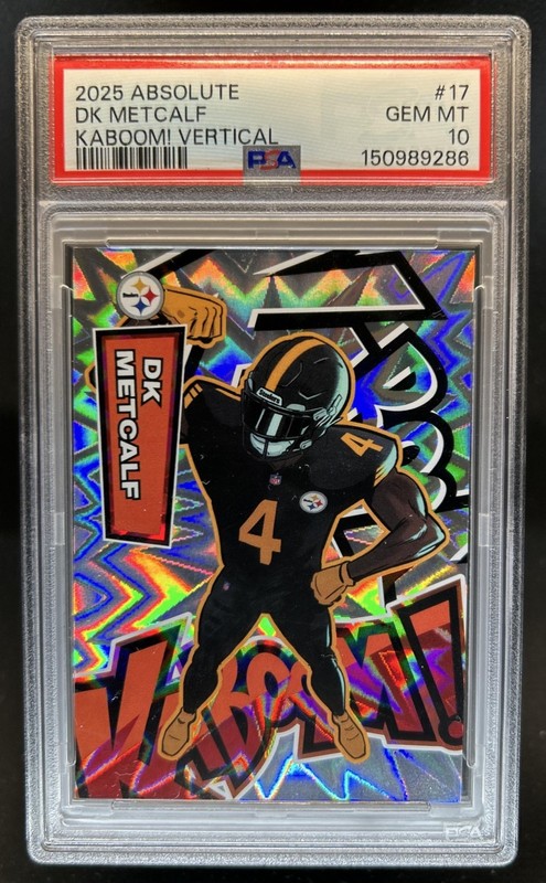 2025 Panini Absolute DK Metcalf Kaboom - Vertical #17 Steelers PSA 10 GEM MINT
