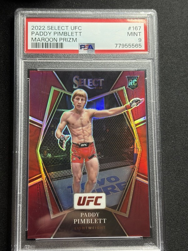 2022 Select UFC - Paddy Pimblett #167 Maroon Prizm (RC) /125 - PSA 9
