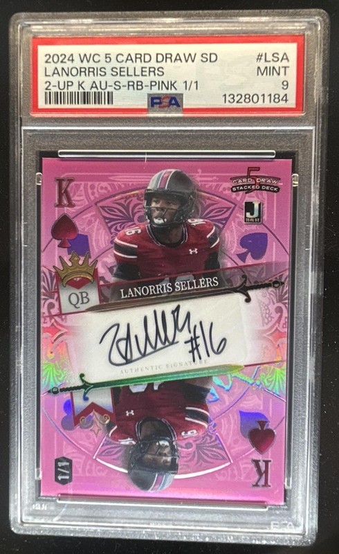 2024 Wild Card Draw Lanorris Sellers Auto Pink King Spade Auto #1/1 PSA 9