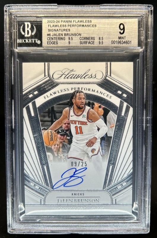 2023-24 Panini Flawless Jalen Brunson Performances Auto #/25 Knicks BGS 9