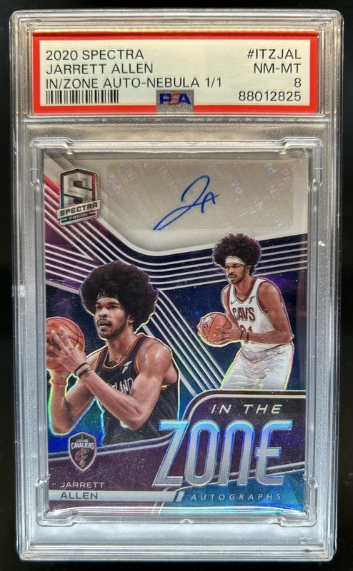 2020-21 Spectra Jarrett Allen In The Zone Auto Nebula #1/1 Cavaliers PSA 8
