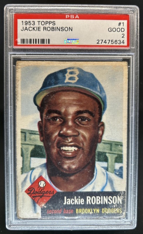1953 Topps Jackie Robinson #1 Dodgers PSA 2