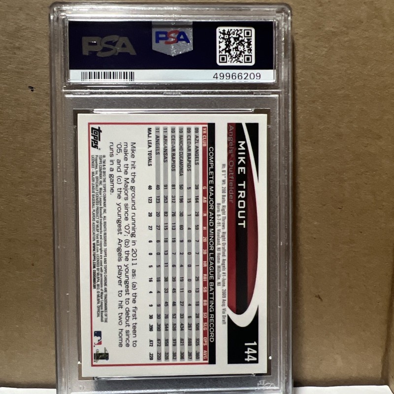 2012 Topps Chrome MIKE TROUT #144 PSA 10 (GEM MINT) Rookie Card view 2