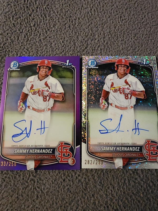 2025 Bowman Chrome Sammy Hernandez- 1st BOWMAN PURPLE AUTO /250 + SPECKLE /299