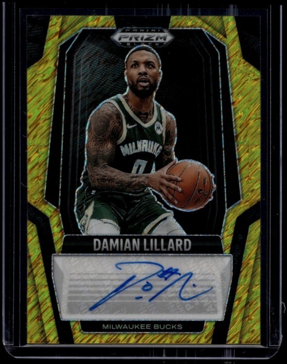 2024-25 Prizm Black Basketball Damian Lillard Signatures Gold Shimmer Auto /10