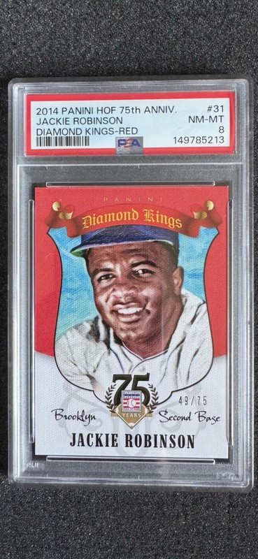2014 Panini HOF 75h Anniv DK RED / 75 JACKIE ROBINSON #31 PSA NM-MT 8