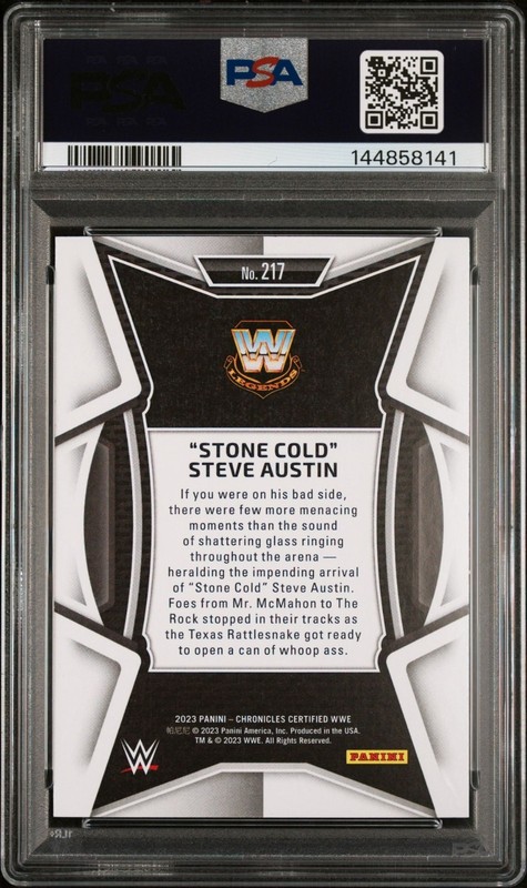 2023 Chronicles WWE Stone Cold Steve Austin Bronze Beer Smash Card PSA 10 view 2