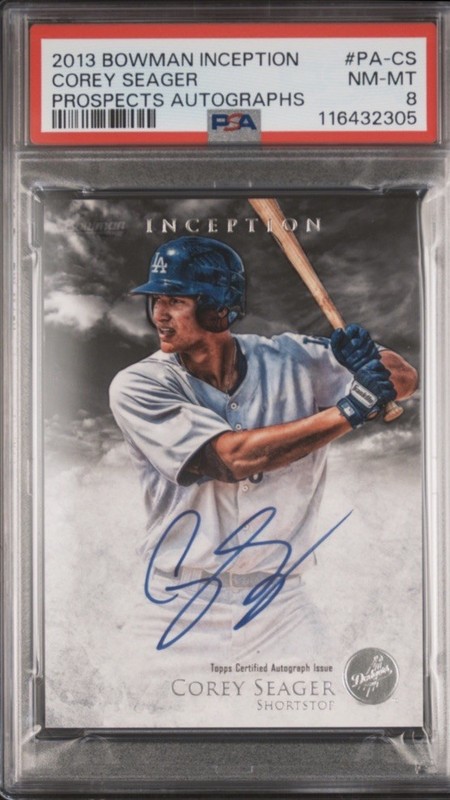 2013 Bowman Inception COREY SEAGER AUTO RC SSP - PSA 8 ON CARD NL MVP Rangers 🔥