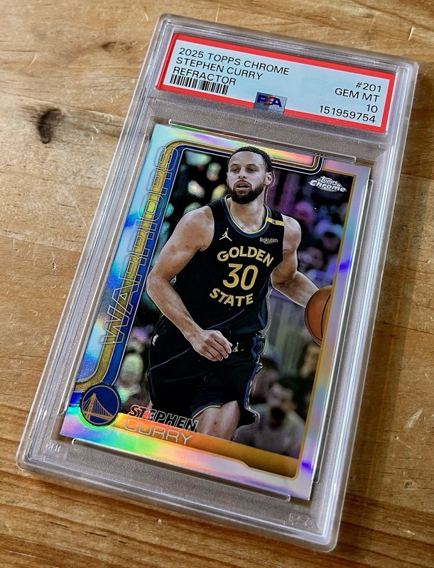 Stephen Curry 2025 Topps Chrome PSA 10 💎 Refractor #201 Warriors 📈