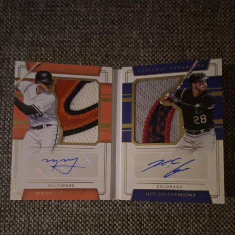 Panini 2018 National Treasures Machado Arenado Dual Patch Auto Booklet 1/5 RARE!