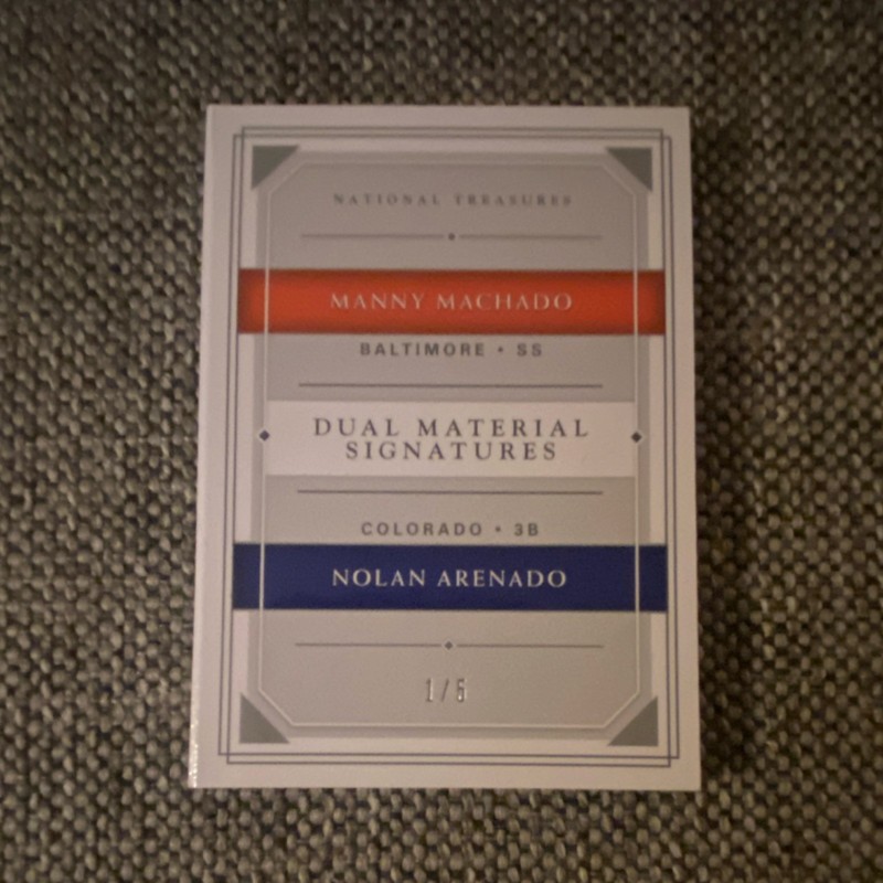 Panini 2018 National Treasures Machado Arenado Dual Patch Auto Booklet 1/5 RARE! view 2