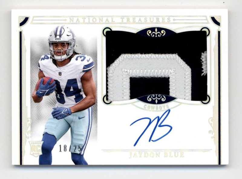 2025 Panini National Treasures Holo Silver #168 Jaydon Blue RC Auto Jersey 18/25