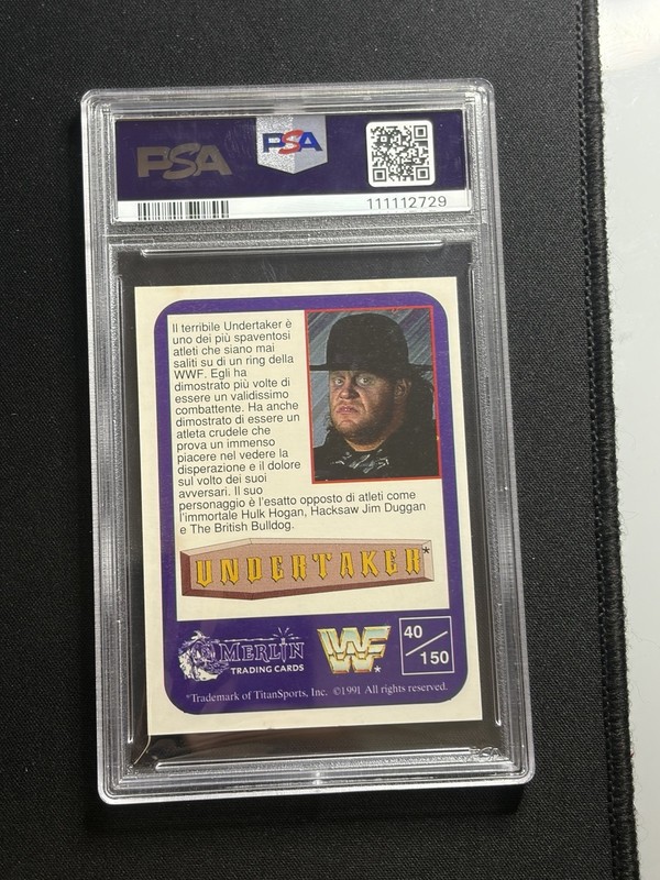 1991 Merlin WWF The Undertaker #30 Italian PSA 8 - RC view 2