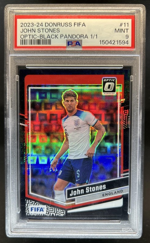 2023-24 Panini Donruss John Stones Optic Black Pandora #1/1 England PSA 9