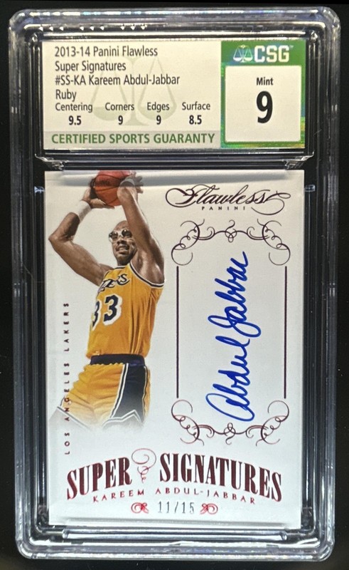 2013-14 Flawless Kareem Abdul-Jabbar Super Signatures Ruby Auto #/15 CSG 9