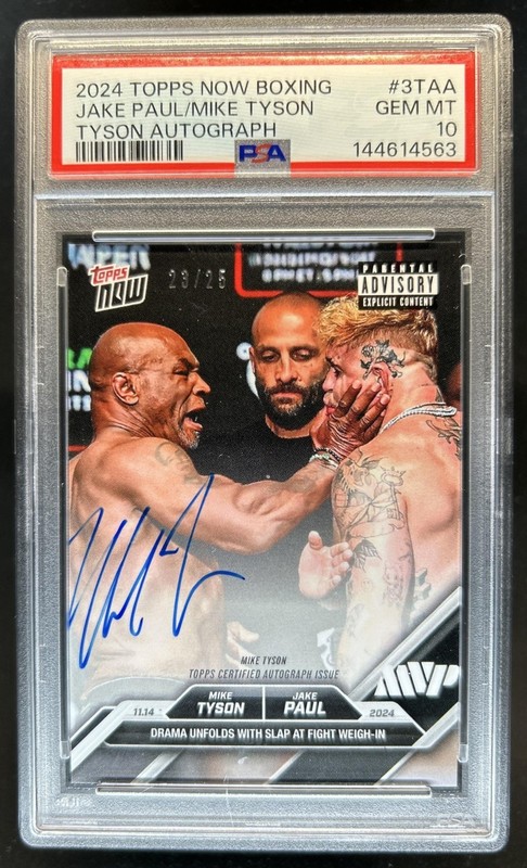 2024 Topps Now Boxing Jake Paul Mike Tyson Auto Autograph #3T-AA PSA 10 GEM MINT