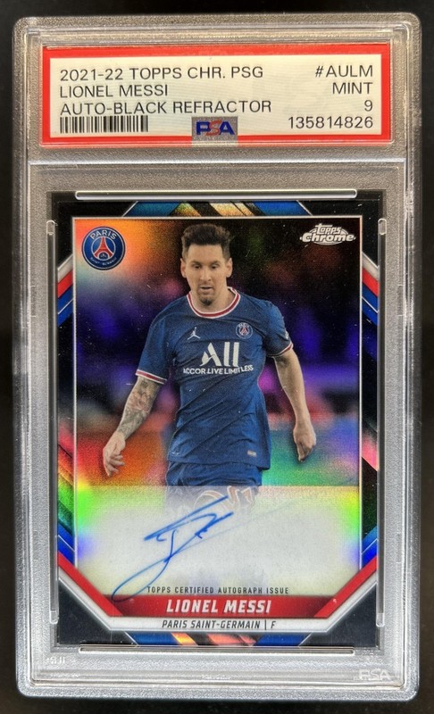 2021 Topps Chrome Paris Saint-Germain Lionel Messi Auto Black #/20 PSA 9
