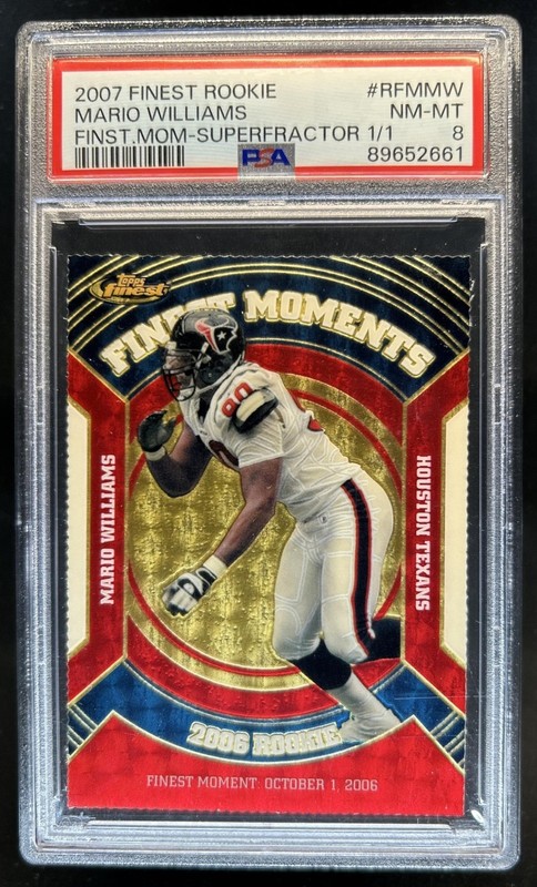 2007 Finest Mario Williams Moments Refractor SuperFractors #1/1 Texans PSA 8