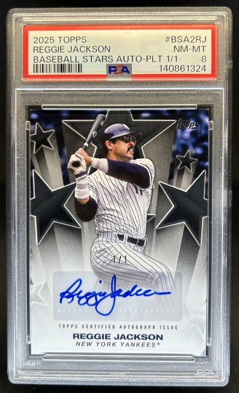 2025 Topps Reggie Jackson Baseball Stars Auto Platinum #1/1 Yankees PSA 8