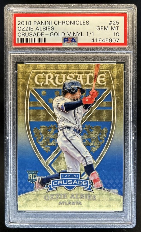 2018 Chronicles Ozzie Albies Crusade RC Gold Vinyl #1/1 Braves PSA 10 GEM MINT