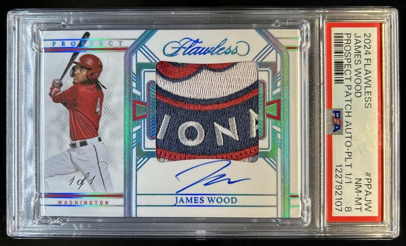 2024 Flawless James Wood Prospect Patch Auto Platinum #1/1 Nationals PSA 8