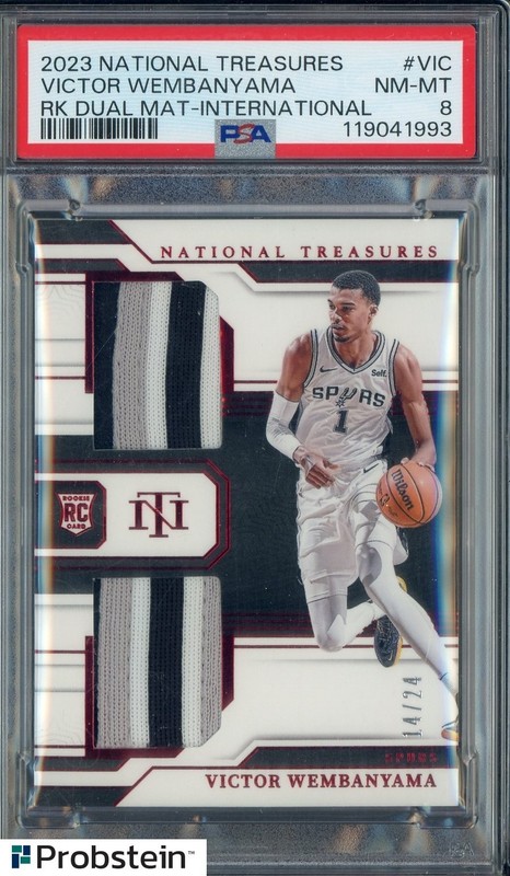 2023 National Treasures International Victor Wembanyama RC Dual Patch /24 PSA 8