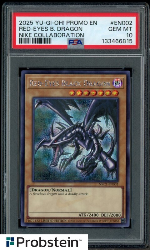 2025 YU-GI-OH! NIKE COLLABORATION #EN002 RED-EYES B. DRAGON PSA 10 GEM MINT