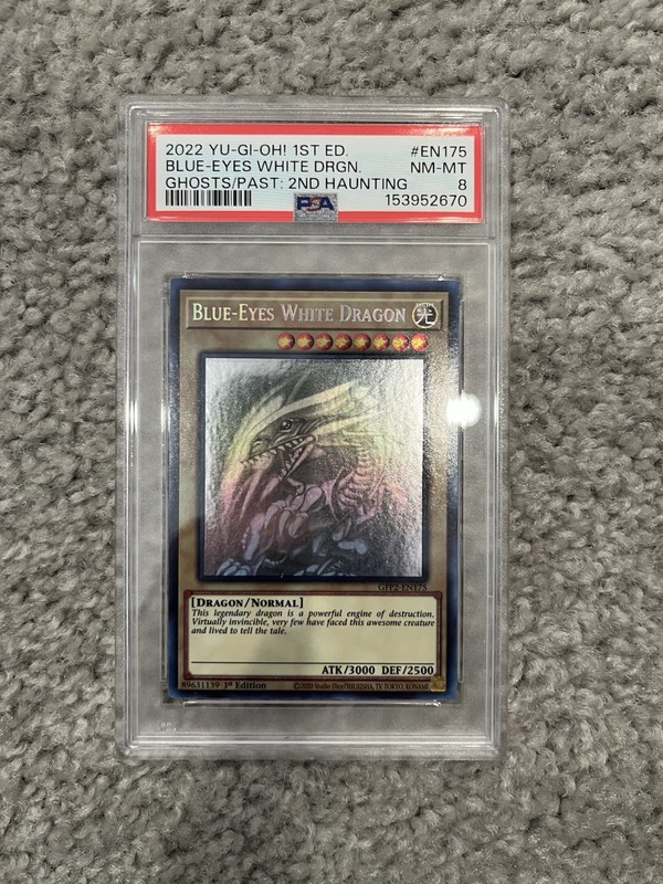 Yu-Gi-Oh! 2022 1st Edition #EN175 Blue-Eyes White Dragon Ghost Rare PSA 8