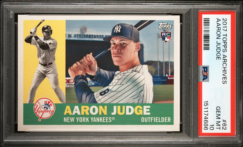 AARON JUDGE 2017 TOPPS ARCHIVES ROOKIE RC #62 PSA 10 GEM MINT! NYY SN#151174686