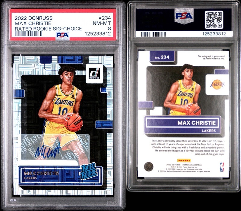 2022 DONRUSS RATED ROOKIE MAX CHRISTIE CHOICE RC AUTO - PSA 8