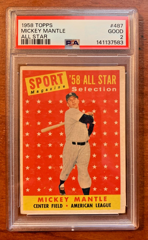 1958 Topps #487 Mickey Mantle All-Star PSA 2- Newly Graded!