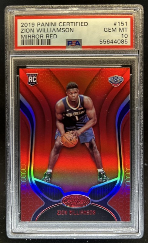 2019-20 Panini Certified Zion Williamson RC Mirror Red #151 Pelicans PSA 10