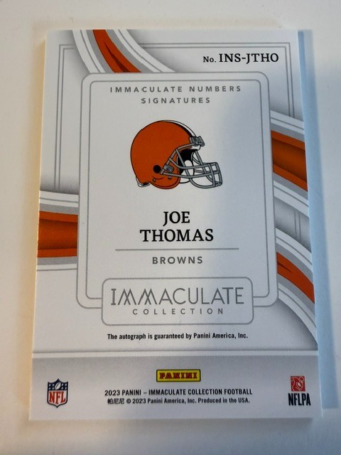 JOE THOMAS 2023 PANINI IMMACULATE AUTO AUTOGRAPH CARD /73! HOF view 2