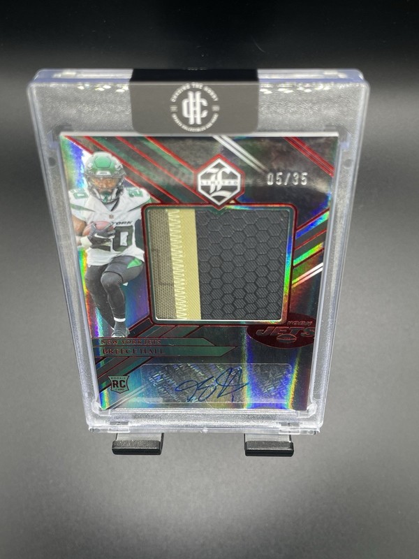 2022 PANINI LIMITED BREECE HALL #148 ROOKIE 3-COLOR PATCH AUTO RC RPA /35 JETS