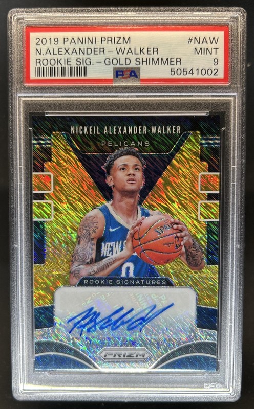 2019-20 Prizm Nickeil Alexander-Walker RC Premium Gold Shimmer Auto #/10 PSA 9