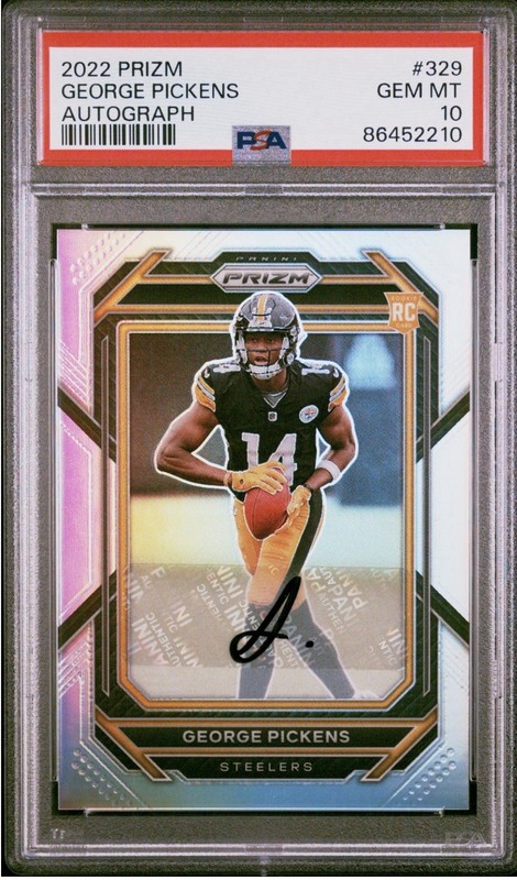 2022 PRIZM GEORGE PICKENS AUTOGRAPH PSA GEM MT 10 86452210 Steelers Cowboys Rc