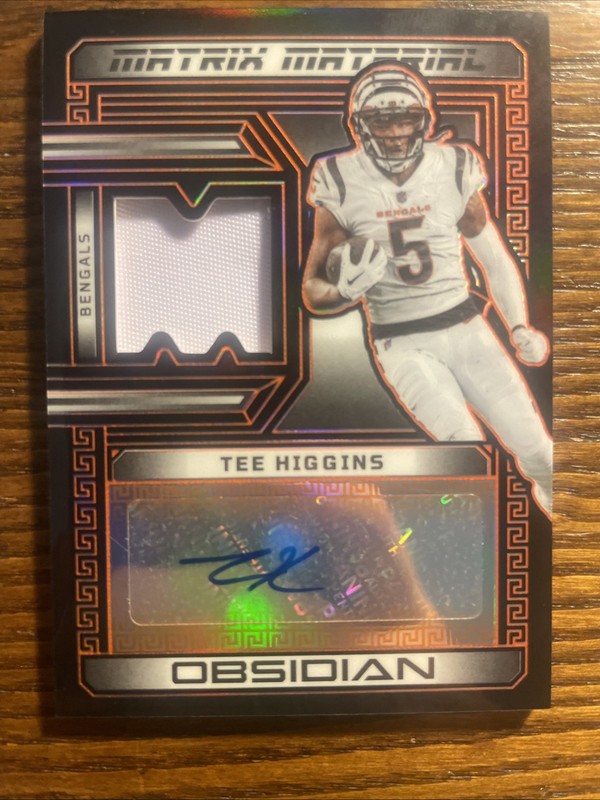 2023 Obsidian Tee Higgins Matrix Material Patch Auto Electric Etch Orange #/49