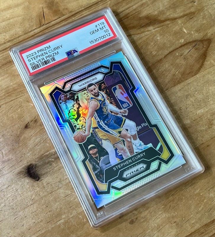 Stephen Curry PSA 10 💎 2023 Prizm Silver Warriors #119 📈 SP