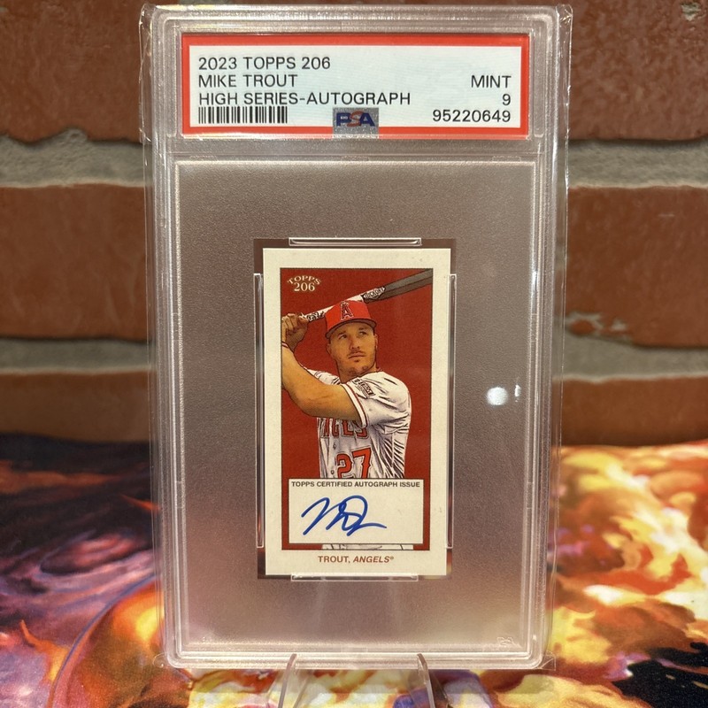MIKE TROUT 2023 Topps 206 T206 High Series ON-CARD AUTO Angels PSA 9!! 