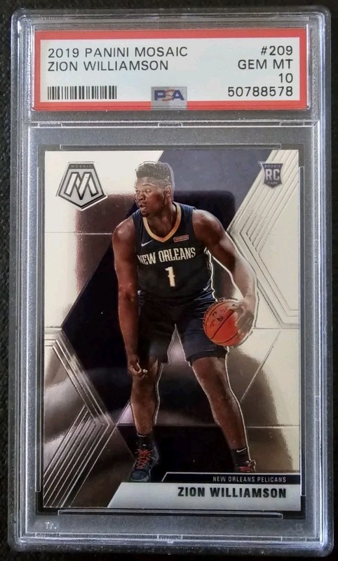 ZION WILLIAMSON 2019-20 Panini Mosaic Basketball Rookie RC Pelicans PSA 10