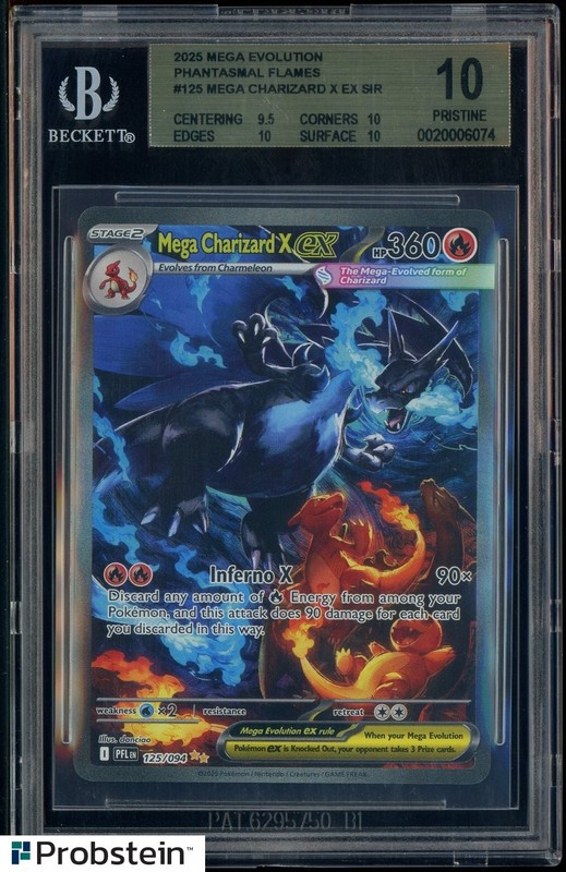 2025 POKEMON PFL EN-PHANTASMAL FLAMES #125 MEGA CHARIZARD X EX BGS 10 PRISTINE