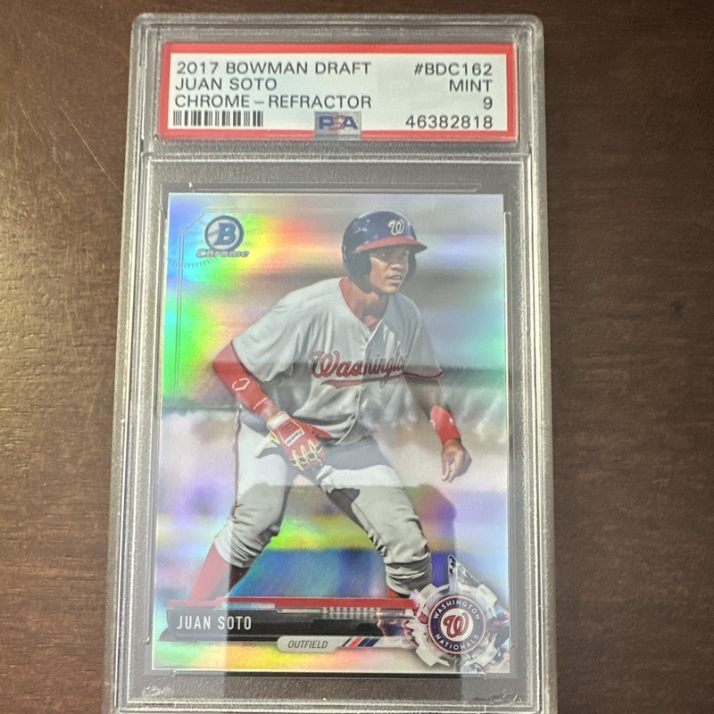Topps 2017 Bowman Draft Juan Soto #BDC-162 Chrome Refractor RC PSA 9 Nats view 1