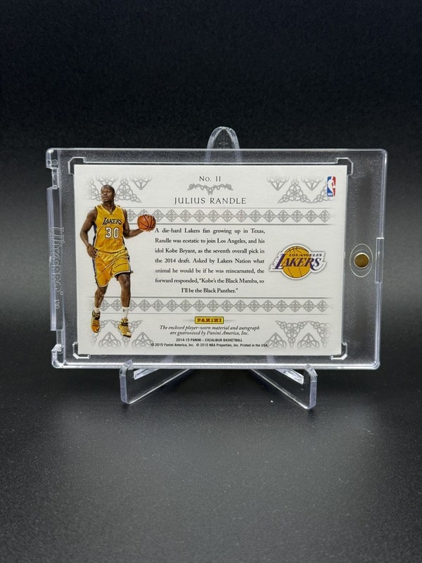 2014-15 Panini Excalibur Julius Randle Rookie Rampage Jumbo Patch Auto /25 #11 view 2