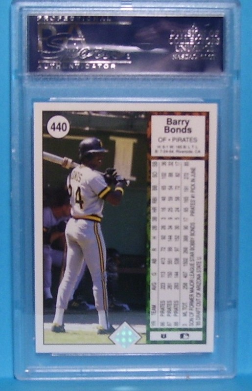 1989 Upper Deck Barry Bonds #440 GEM MT PSA 10 view 2