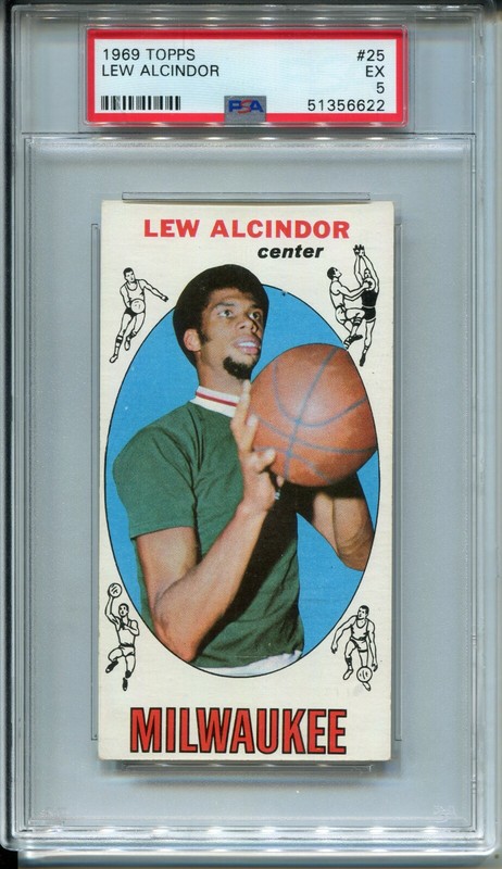 1969 Topps Basketball 25 Lew Alcindor Kareem Abdul-Jabbar Rookie Card RC PSA 5